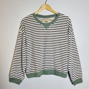 Madewell MWL Velour striped  crewneck sweatshirt in Great condition Size Large
